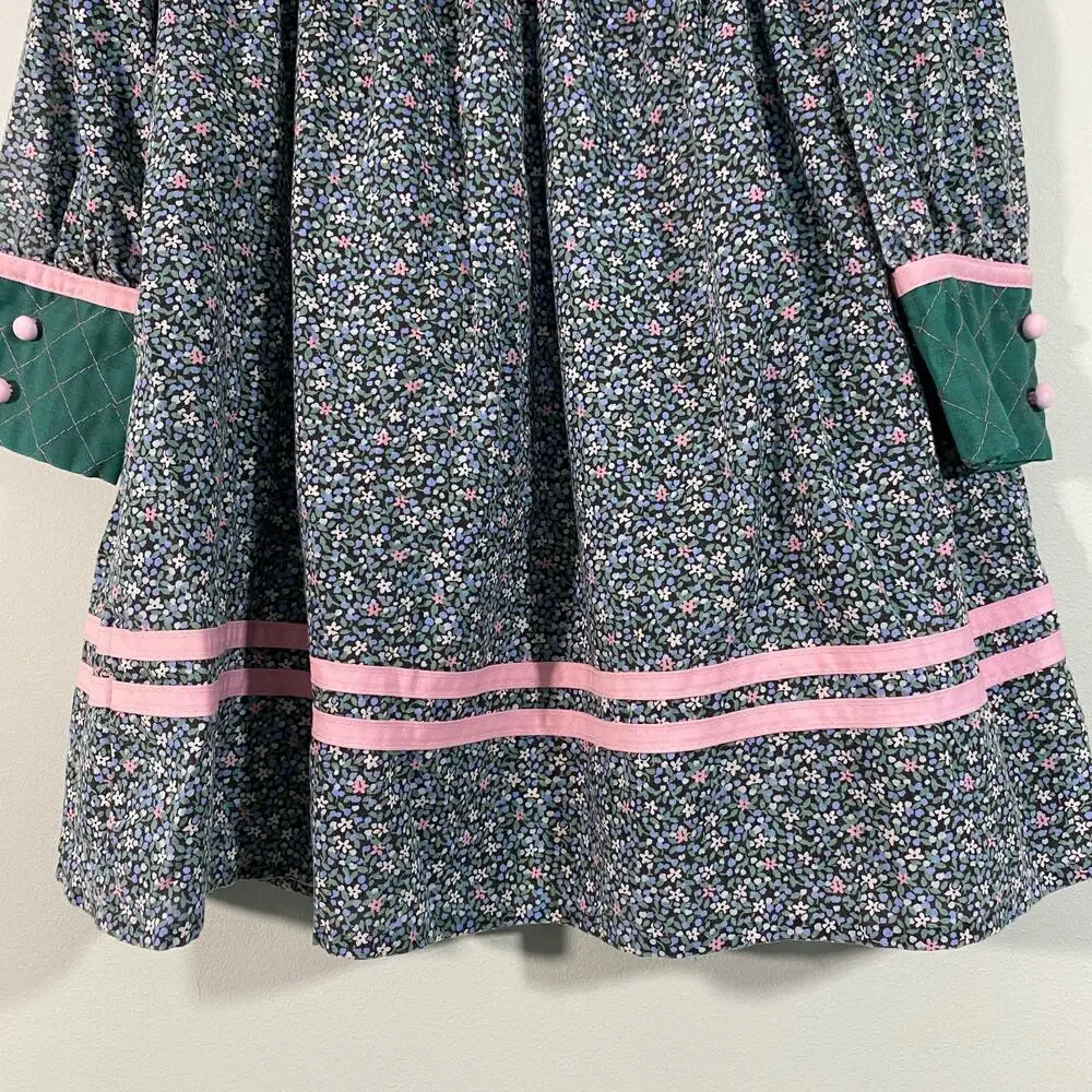 Vintage Carters Girl's Made In USA Long Sleeve Floral Dress Size 4T